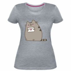 Женская премиум футболка Cat with a letter - PrintSalon