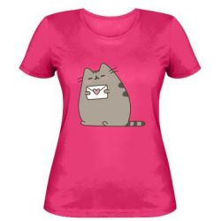 Женская футболка Cat with a letter - PrintSalon