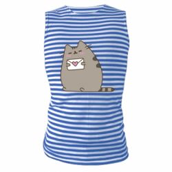 Майка-тельняшка Cat with a letter - PrintSalon