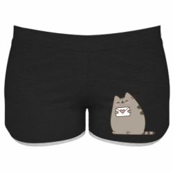 Женские шорты Cat with a letter - PrintSalon