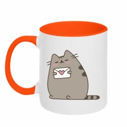 Чашка двухцветная 320ml Cat with a letter - PrintSalon