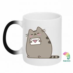 Чашка-хамелеон Cat with a letter - PrintSalon