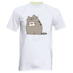 Мужская футболка для спорта Cat with a letter - PrintSalon
