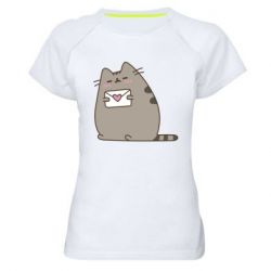 Женская футболка для спорта Cat with a letter - PrintSalon