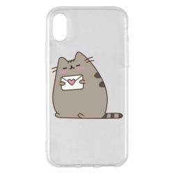 Чехол для iPhone X/Xs Cat with a letter - PrintSalon