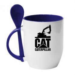 Чашка с ложкой Caterpillar cat - PrintSalon
