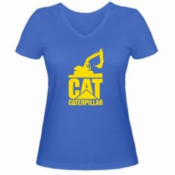 Женская футболка с V-образным вырезом Caterpillar cat - PrintSalon