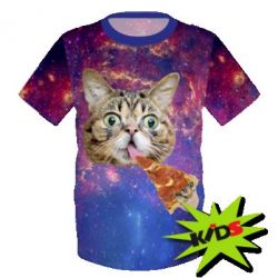 Дитяча 3D футболка Cats eat pizza - PrintSalon