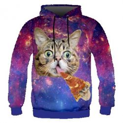 Чоловіче 3D худі Cats eat pizza - PrintSalon
