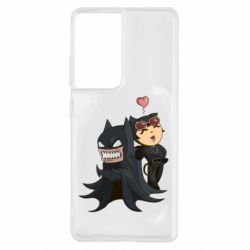 Чехол для Samsung S21 Ultra Catwoman and Angry Batman - PrintSalon