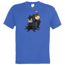 Мужская футболка  с V-образным вырезом Catwoman and Angry Batman - PrintSalon