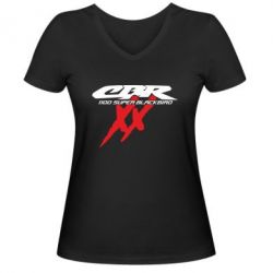 Жіноча футболка з V-подібним вирізом CBR Super Blackbird 1100XX - PrintSalon