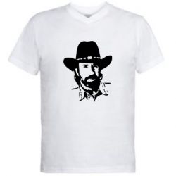 Мужская футболка  с V-образным вырезом Чак Норис - PrintSalon