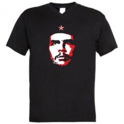 Мужская футболка  с V-образным вырезом Che Guevara face - PrintSalon