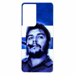 Чехол для Samsung S21 Ultra Che Guevara on the flag of Cuba-PrintSalon Чехол для Samsung S21 Ultra Che Guevara on the flag of Cuba