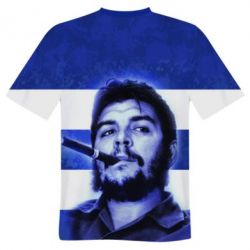 Мужская футболка 3D Che Guevara on the flag of Cuba-PrintSalon Мужская футболка 3D Che Guevara on the flag of Cuba