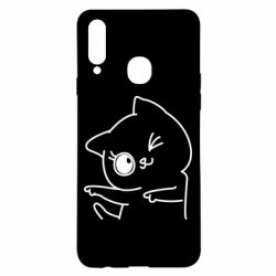 Чехол для Samsung A20s Cheerful kitten