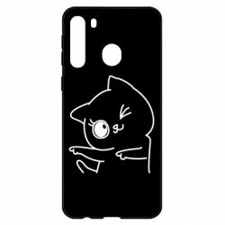 Чехол для Samsung A21 Cheerful kitten - PrintSalon