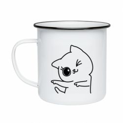 Кружка эмалированная Cheerful kitten - PrintSalon