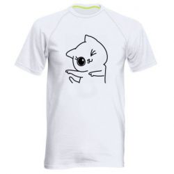Мужская футболка для спорта Cheerful kitten - PrintSalon