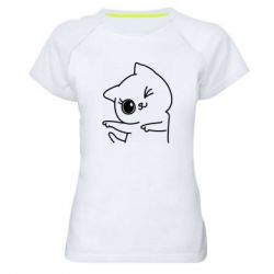 Женская футболка для спорта Cheerful kitten - PrintSalon