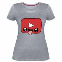 Женская премиум футболка Cheerful YouTube - PrintSalon