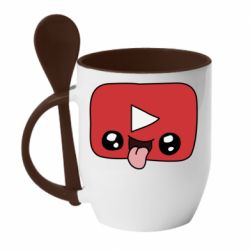 Чашка с ложкой Cheerful YouTube - PrintSalon