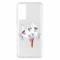 Чехол для Huawei P Smart 2021 Ahegao girl eating ice cream - PrintSalon