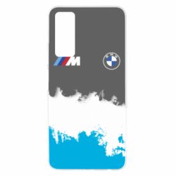 Чехол для Huawei P Smart 2021 BMW logo and gray background - PrintSalon