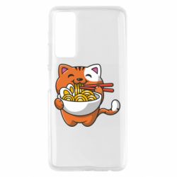 Чехол для Huawei P Smart 2021 Cat and Ramen - PrintSalon