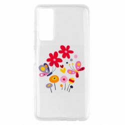Чехол для Huawei P Smart 2021 Flowers and Butterflies - PrintSalon
