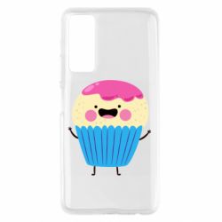 Чехол для Huawei P Smart 2021 Funny cupcake with smile - PrintSalon