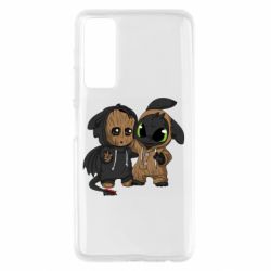 Чехол для Huawei P Smart 2021 Groot And Toothless - PrintSalon