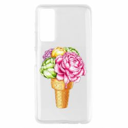Чехол для Huawei P Smart 2021 Ice cream flowers - PrintSalon