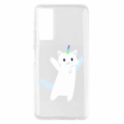 Чехол для Huawei P Smart 2021 White cheerful cat - PrintSalon