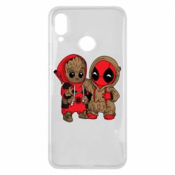 Чехол для Huawei P Smart Plus 2018 Baby Groot And Deadpool - PrintSalon