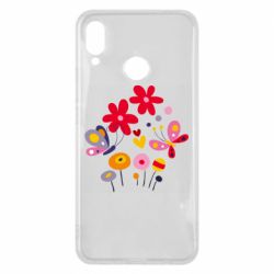 Чехол для Huawei P Smart Plus 2018 Flowers and Butterflies - PrintSalon