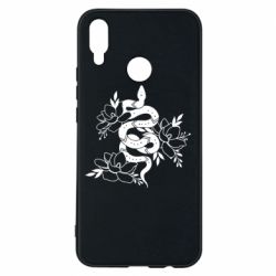 Чехол для Huawei P Smart Plus 2018 Snake with flowers - PrintSalon