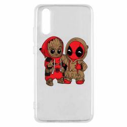 Чехол для Huawei P20 Baby Groot And Deadpool - PrintSalon
