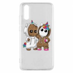 Чехол для Huawei P20 Baby Groot And Unicorn - PrintSalon