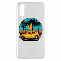 Чехол для Huawei P20 Car and sunset - PrintSalon