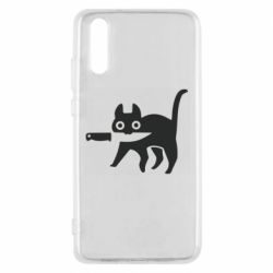 Чехол для Huawei P20 Cat with a knife - PrintSalon