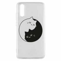 Чехол для Huawei P20 Cute yin yang cats - PrintSalon