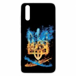 Чохол для Huawei P20 Герб Украины в желто - голубом огнем - PrintSalon