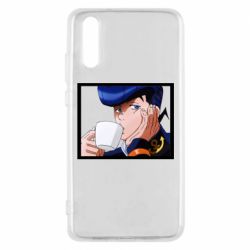 Чехол для Huawei P20 Higashikata Josuke drinking tea - PrintSalon