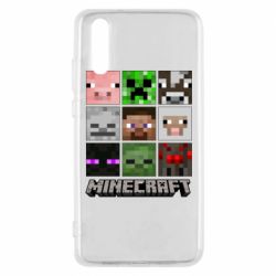 Чохол для Huawei P20 Minecraft character heads - PrintSalon