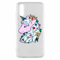 Чехол для Huawei P20 Unicorn Princess - PrintSalon
