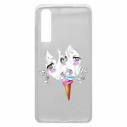 Чехол для Huawei P30 Ahegao girl eating ice cream - PrintSalon