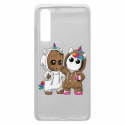 Чехол для Huawei P30 Baby Groot And Unicorn - PrintSalon
