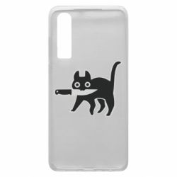 Чехол для Huawei P30 Cat with a knife - PrintSalon